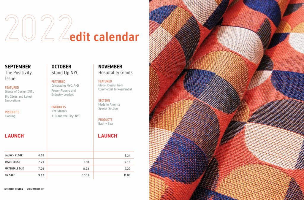 Interior Design Edit Calendar September-November 2022