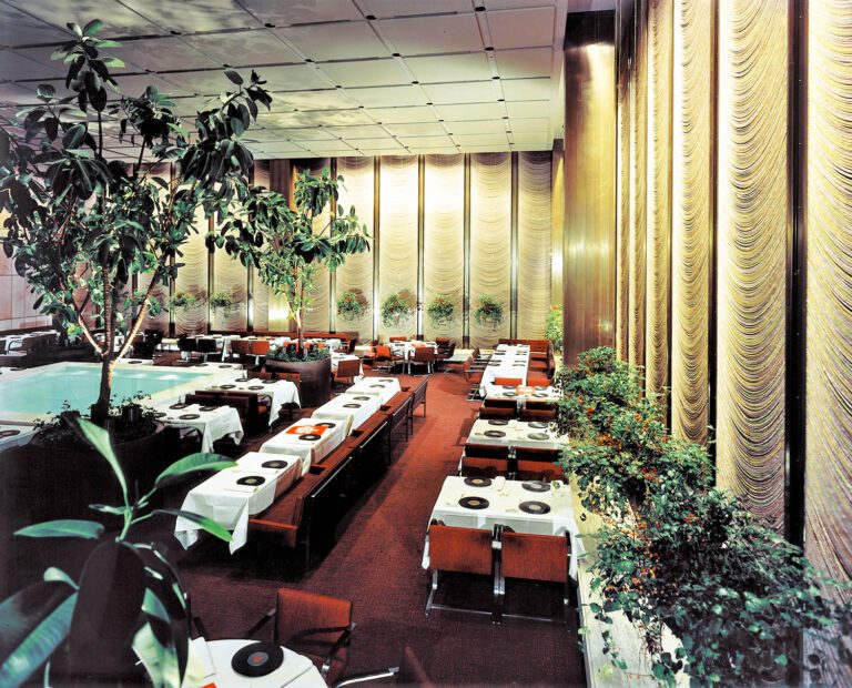 1958 - Philip Johnson and William Pahlmann's New York restaurant, the Four Seasons, gets ready for its close-up.