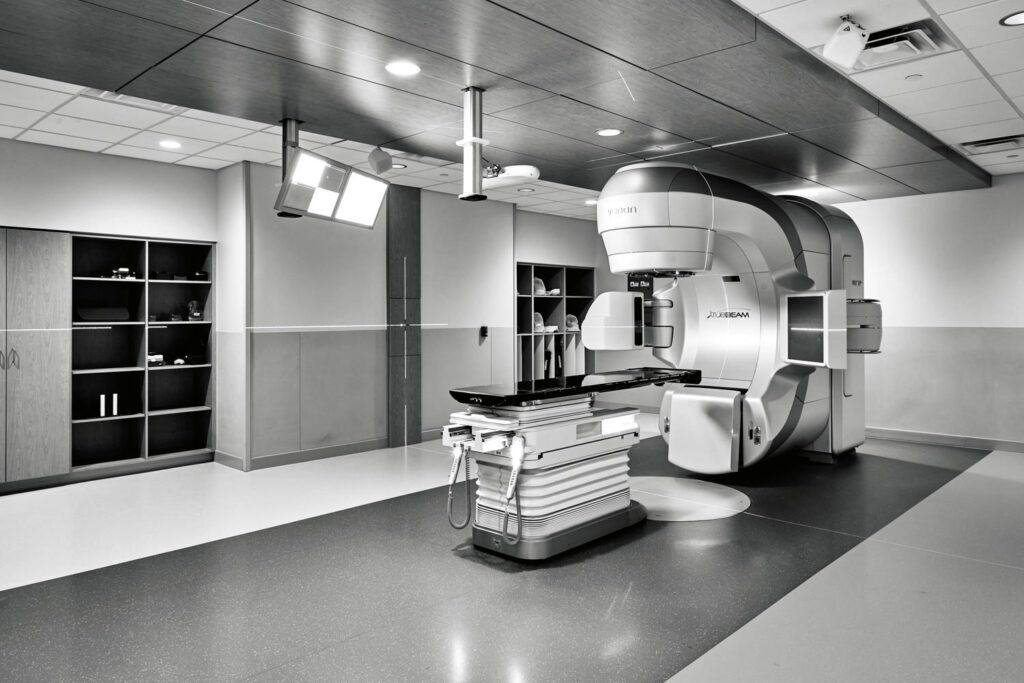 a medical machine in a black and white