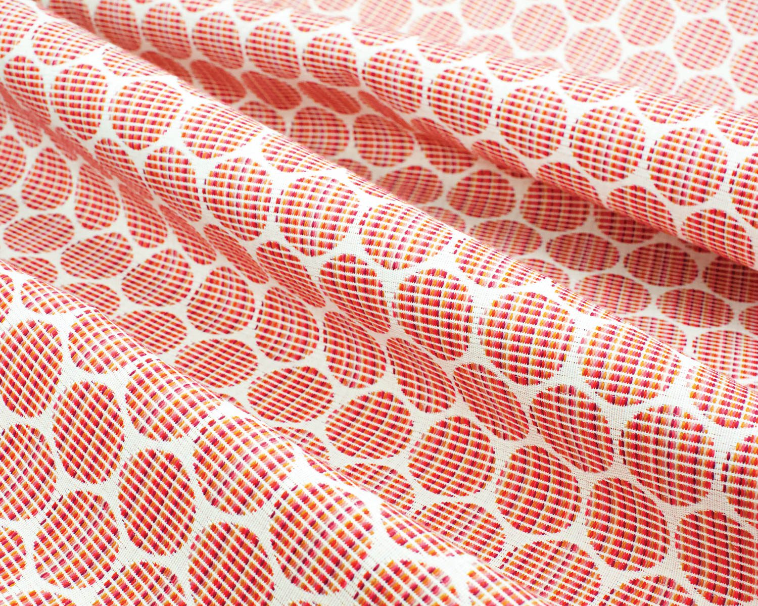 Centric upholstery in polyester and post-consumer recycled polyester by Mayer Fabrics.
