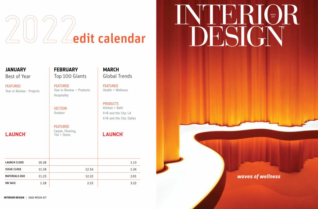 Interior Design Edit Calendar January-March 2022