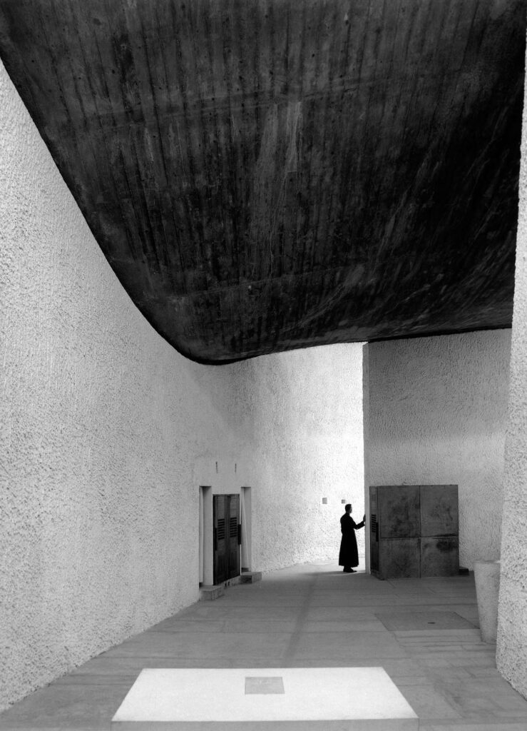 1955 - The January issue of Interior Design features sculptural ceramics by Luke and Rolland Lietzke; Le Corbuiser's Notre-Dame-du-Haut chapel is finished in Ronchamp, France.