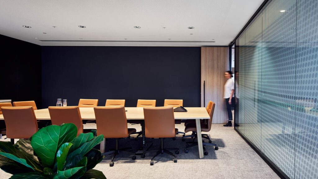 Just off reception, a client meeting room includes a Zenith conference table and Stylecraft seating.
