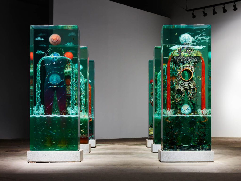 Stellium (2022) and Daughter of the River by Dustin Yellin