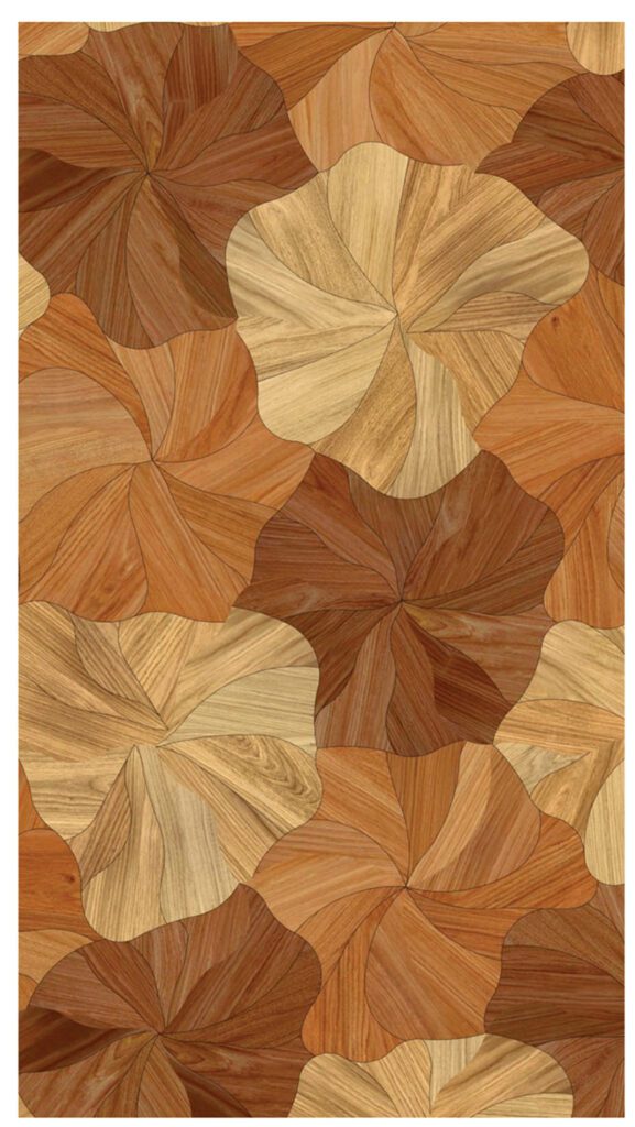 Giovanni Barbieri’s Ninfea CNC-routed oak flooring on birch plywood substrate.