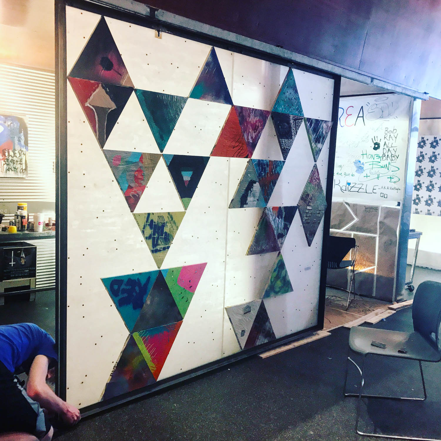 A movable triangular barn door gird for Elementz by student Jake Gianni.